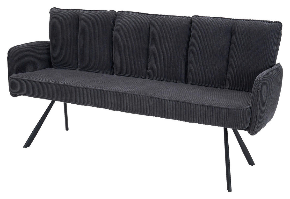 SITZBANK 180/93/67 cm Cord Dunkelgrau  - Dunkelgrau/Schwarz, Design, Textil/Metall (180/93/67cm) - Novel
