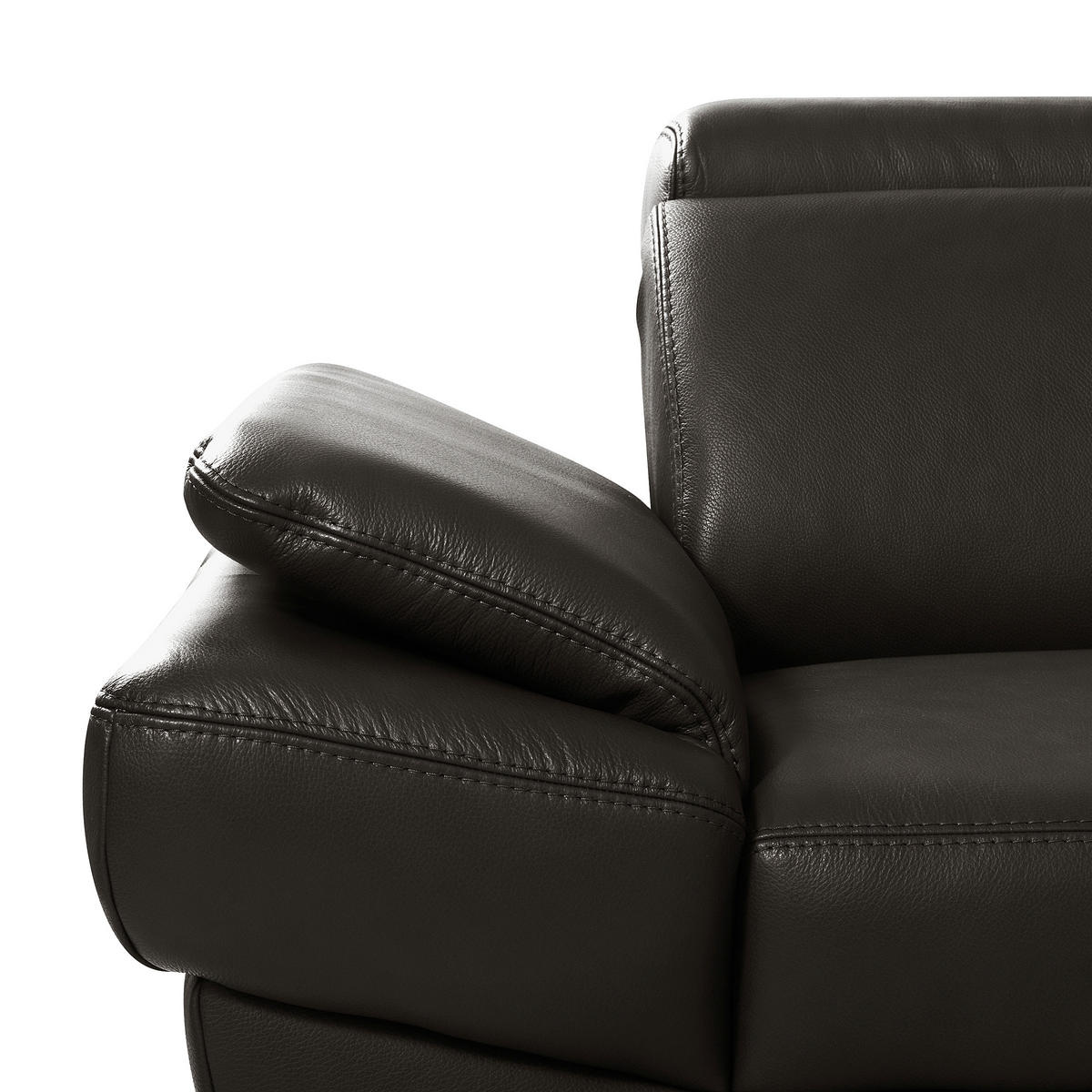 ECKSOFA Dunkelbraun Echtleder Lederlook Bettkasten, Schlaffunktion, Rücken echt, Armteilverstellung, Kopfteilverstellung  - Dunkelbraun/Schwarz, Design, Leder/Textil (264/211cm) - Livetastic
