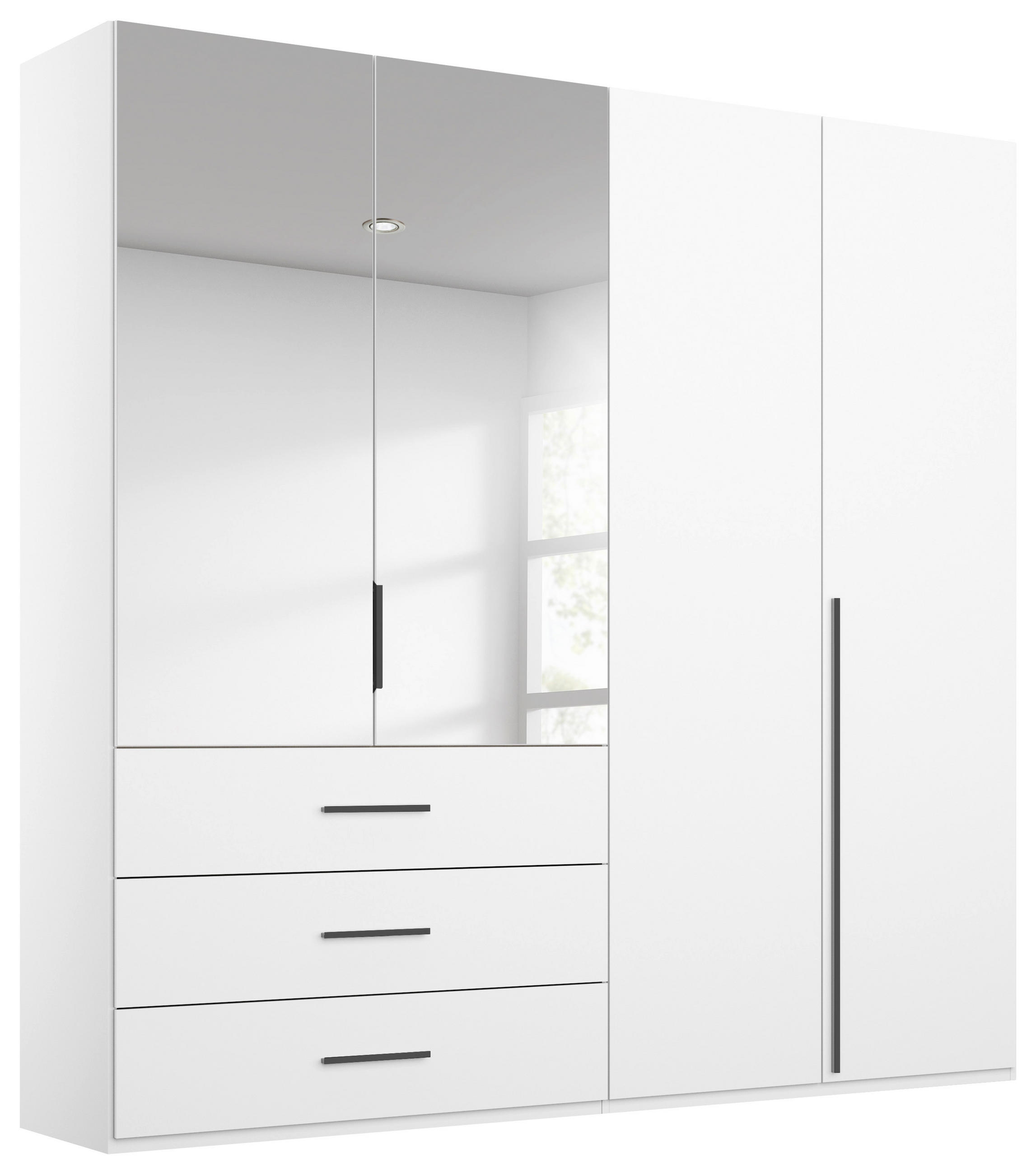 DREHTÜRENSCHRANK 201/223/60 cm,  in Weiß, 4-türig  - Graphitfarben/Weiß, Design, Glas/Holzwerkstoff (201/223/60cm) - home24