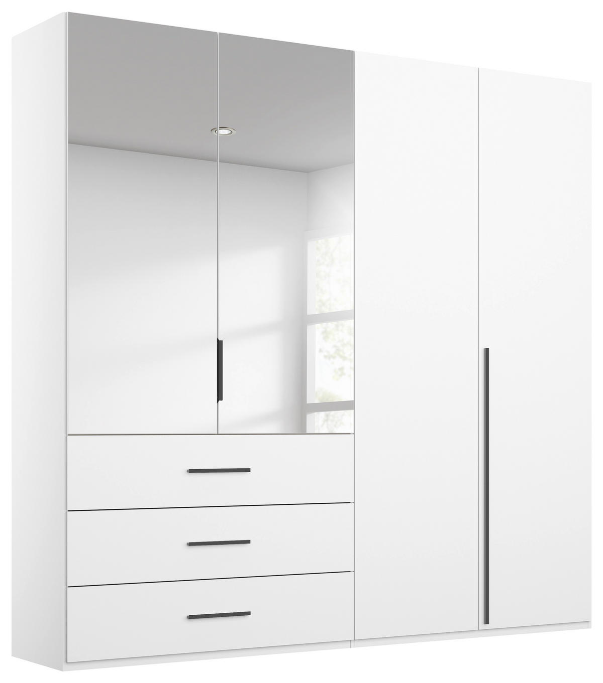 DREHTÜRENSCHRANK 201/223/60 cm,  in Weiß, 4-türig  - Graphitfarben/Weiß, Design, Glas/Holzwerkstoff (201/223/60cm) - home24