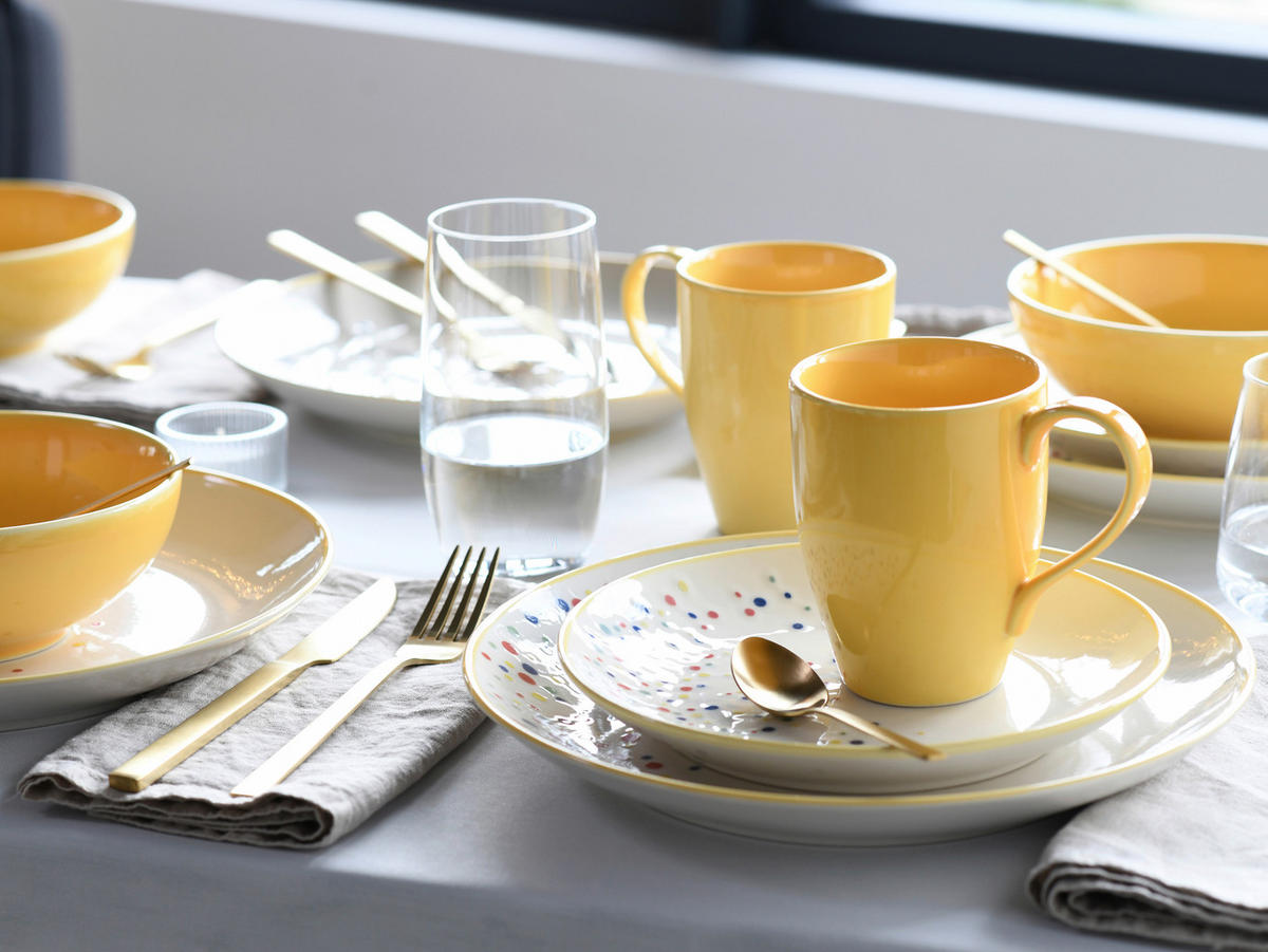 KOMBISERVICE Joy Gelb-bunt 16-teilig  - Gelb/Creme, Basics, Keramik (36/35,5/33null) - Creatable