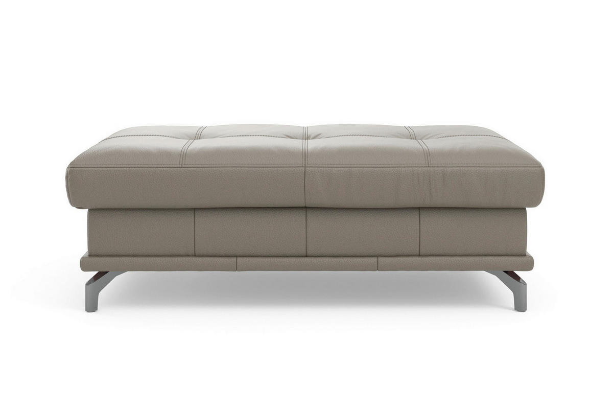 HOCKER COSTELLO E Echtleder Grau  - Schwarz/Grau, Basics, Leder/Metall (133/47/72cm) - Sit & More