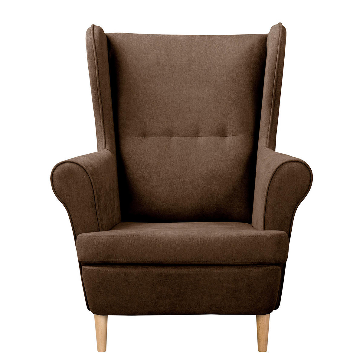 OHRENSESSEL in Mikrofaser Dunkelbraun  - Dunkelbraun/Naturfarben, Design, Holz/Textil (87/105/90cm) - Livetastic