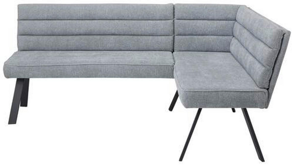 ECKBANK 195/155 cm beflockt Blau, Grau, Schwarz   - Blau/Schwarz, Design, Textil/Metall (195/155cm) - Cantus