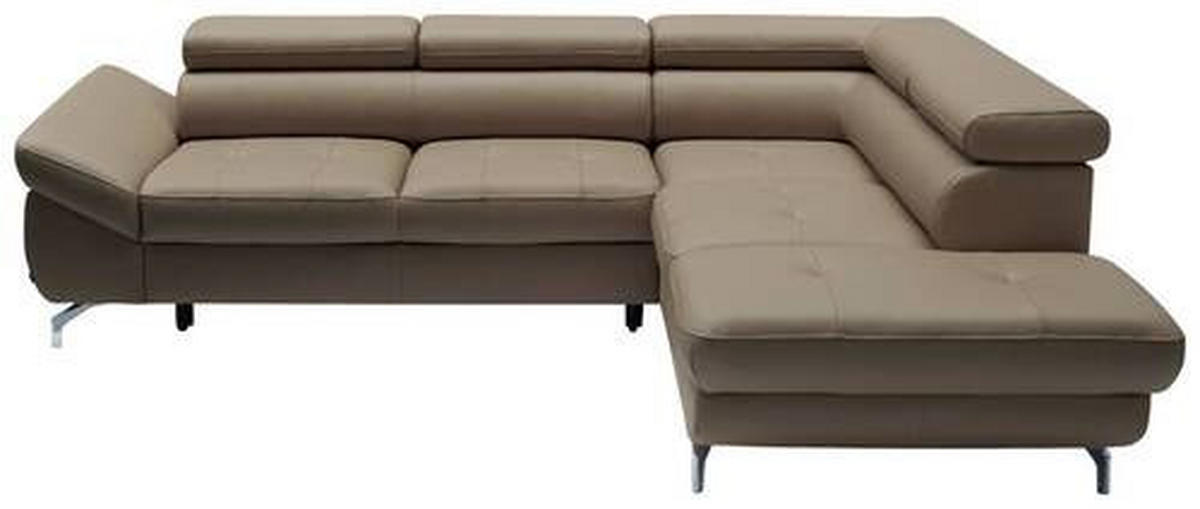 ECKSOFA in Echtleder Haselnussfarben  - Chromfarben/Haselnussfarben, Design, Leder/Metall (270/220cm) - Novel