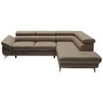 ECKSOFA in Echtleder Haselnussfarben  - Chromfarben/Haselnussfarben, Design, Leder/Metall (270/220cm) - Novel