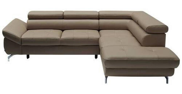 ECKSOFA in Echtleder Haselnussfarben - Chromfarben/Haselnussfarben, Design, Leder/Metall (270/220cm) - Novel