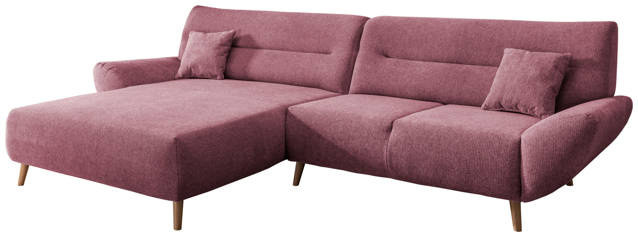 ECKSOFA in Chenille Brombeere  - Wildeiche/Brombeere, Modern, Holz/Textil (166/290cm) - MID.YOU