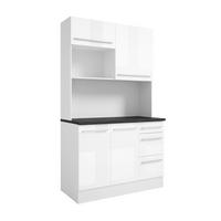 BUFFET 120/211/60 cm  in Weiß Hochglanz  - Weiß Hochglanz/Silberfarben, LIFESTYLE, Holzwerkstoff/Kunststoff (120/211/60cm) - P & B