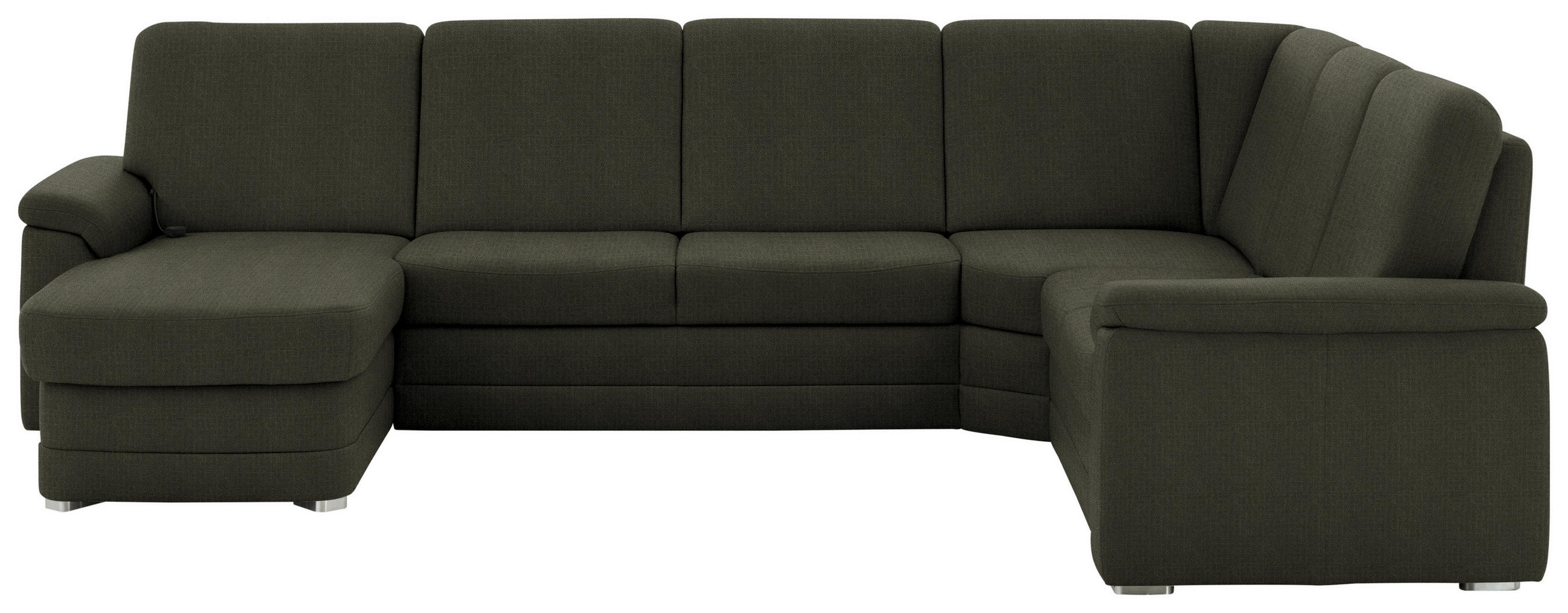 WOHNLANDSCHAFT Chenille Dunkelgrün  - Dunkelgrün/Alufarben, Konventionell, Holz/Textil (160/329/235cm) - Beldomo Comfort
