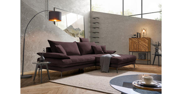 ECKSOFA in Flachgewebe Dunkelbraun 292/176 cm - Dunkelbraun/Schwarz, MODERN, Textil/Metall (292/176cm) - Carryhome