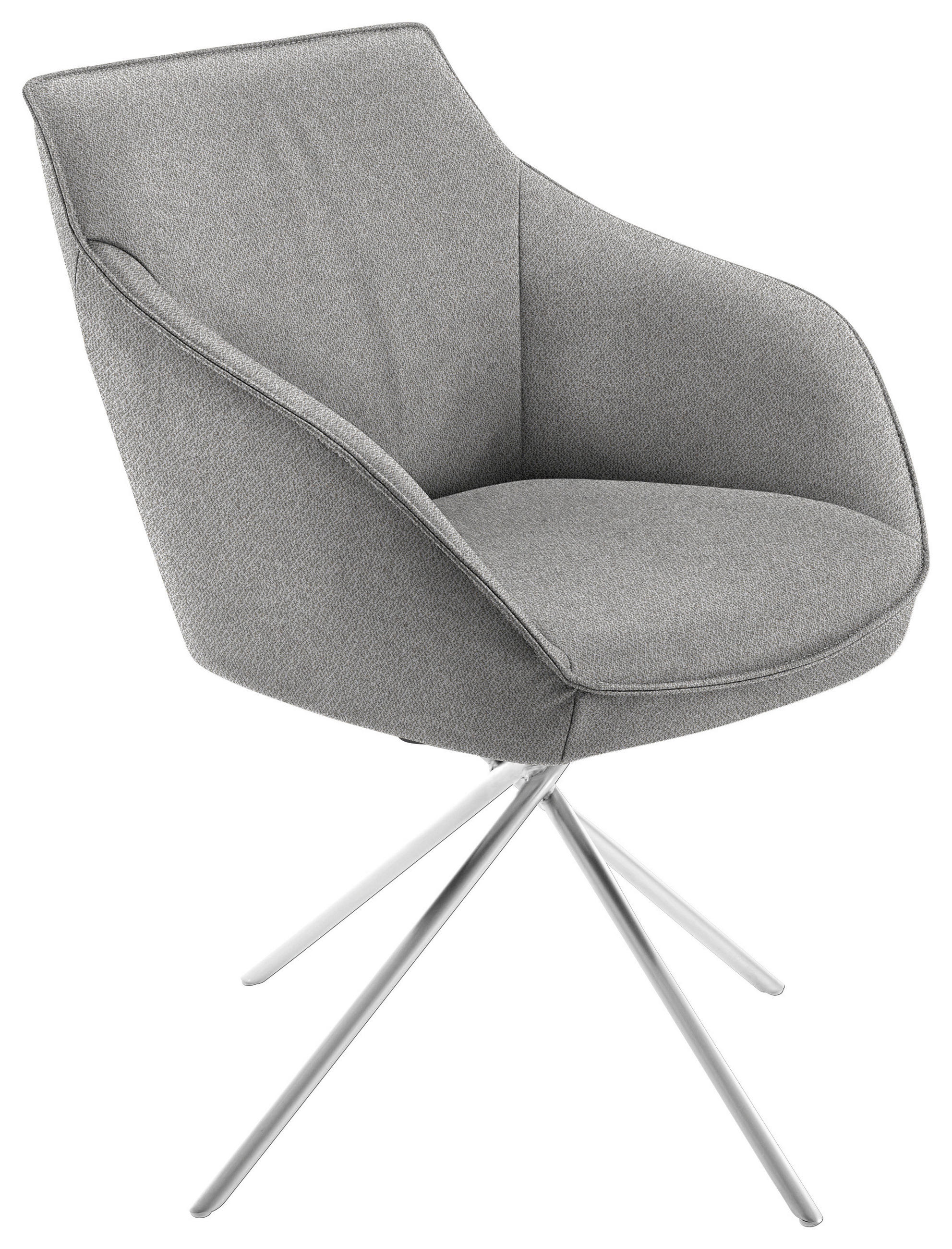ARMLEHNSTUHL in Nickel Flachgewebe - Ecru/Edelstahlfarben, Design, Textil/Metall (60/84/67cm) - Koinor