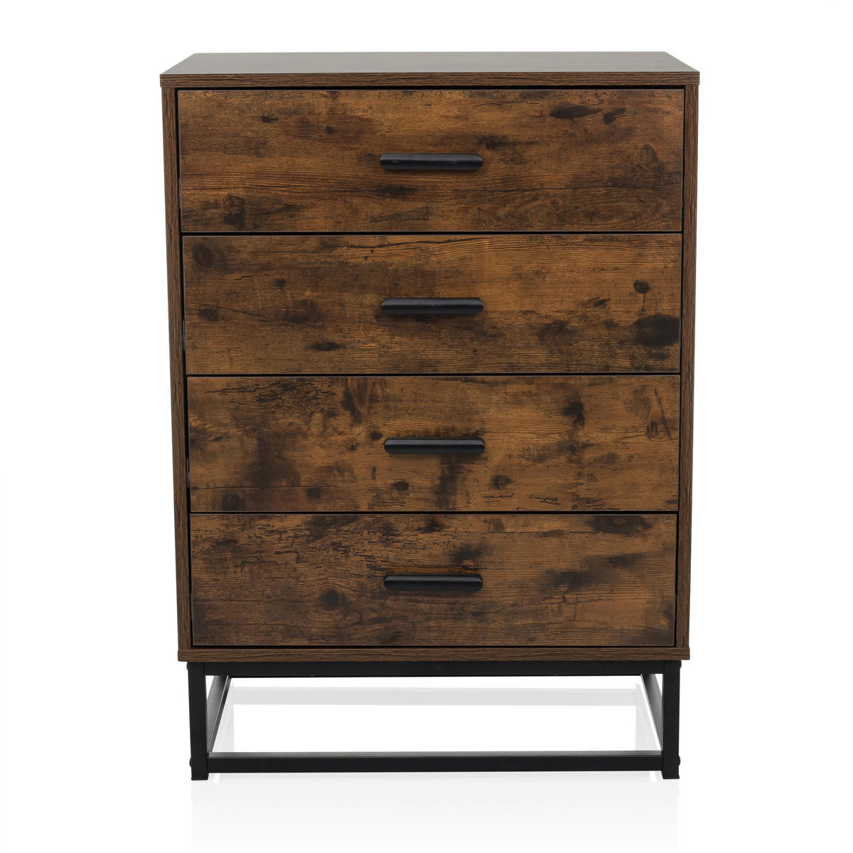 KOMMODE  in 60/83,5/38,5 cm  - Schwarz/Braun, MODERN, Holzwerkstoff/Metall (60/83,5/38,5cm) - MID.YOU