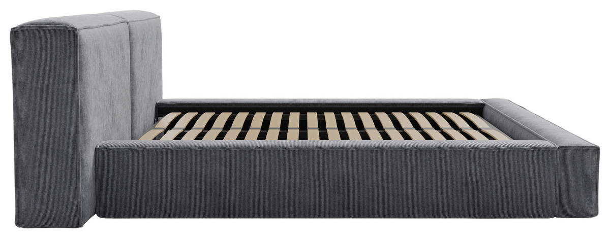 POLSTERBETT Lattenrost, Bettkasten 180/200 cm  in Anthrazit  - Anthrazit/Schwarz, Design, Holz/Textil (180/200cm) - Boxxx