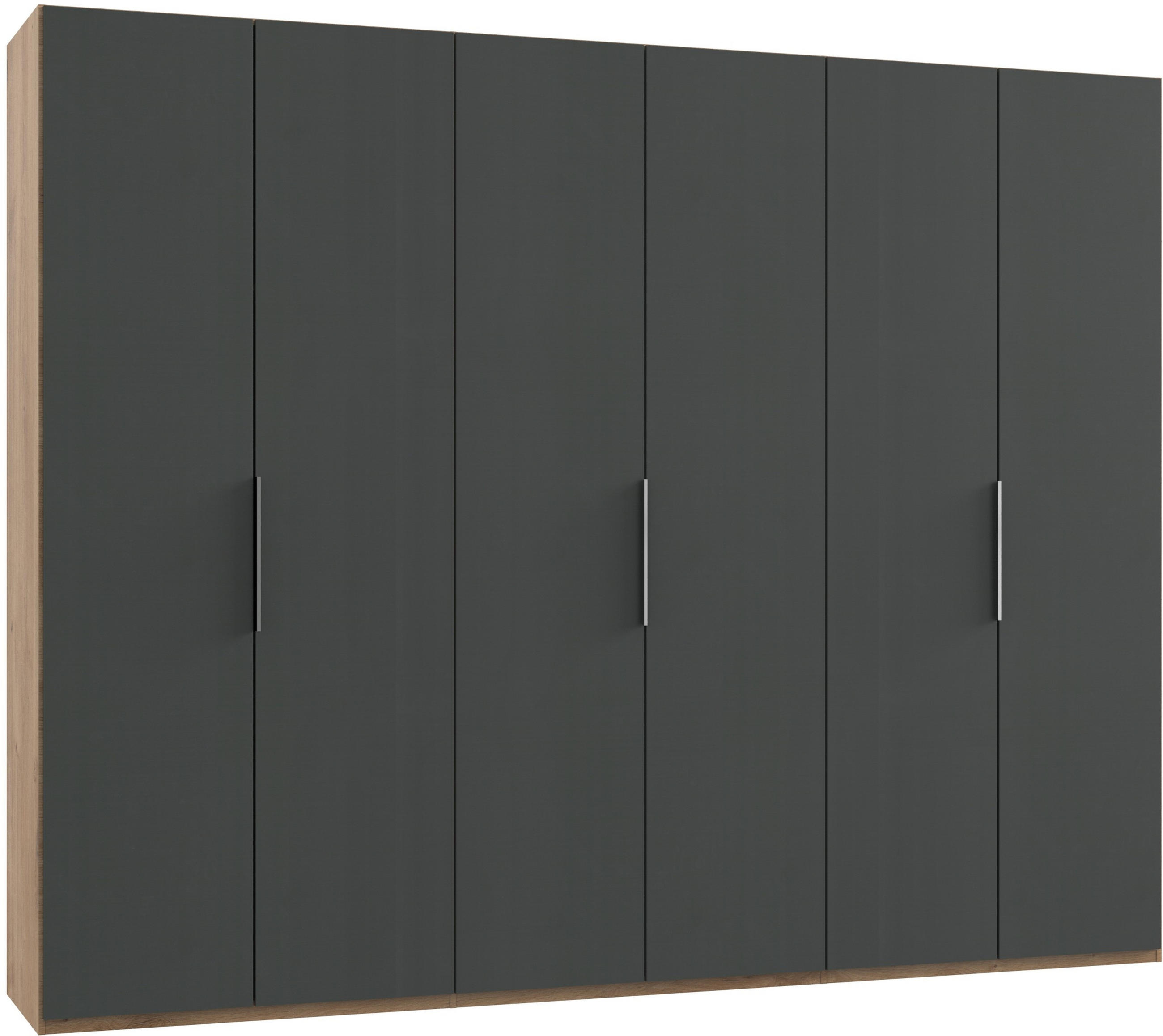 GARDEROB MED GÅNGJÄRN 300/236/58 cm 6-dörrar - kromfärg/grafitfärgad, Modern, trämaterial (300/236/58cm) - MID.YOU
