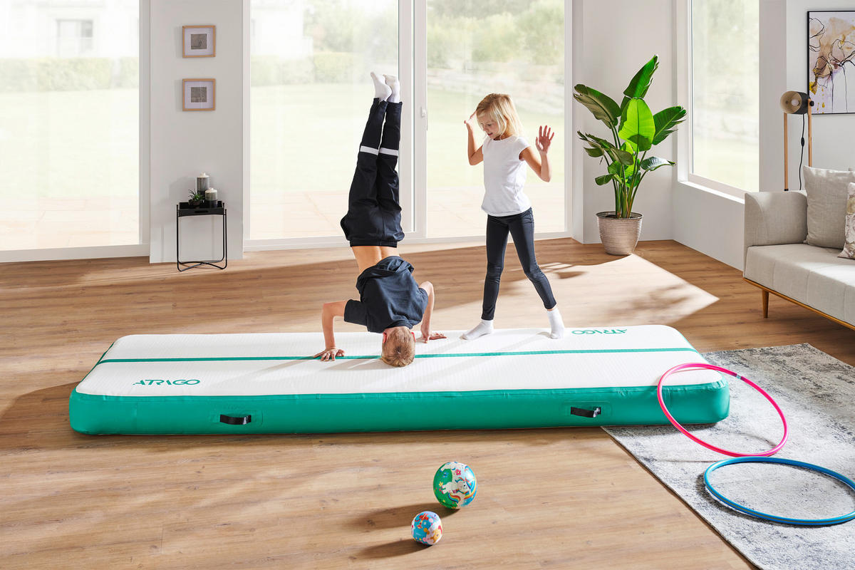 GYMNASTIKMATTE aufblasbar 300/100/20 cm  - Türkis/Weiß, KONVENTIONELL (300/100/20cm) - Atrigo