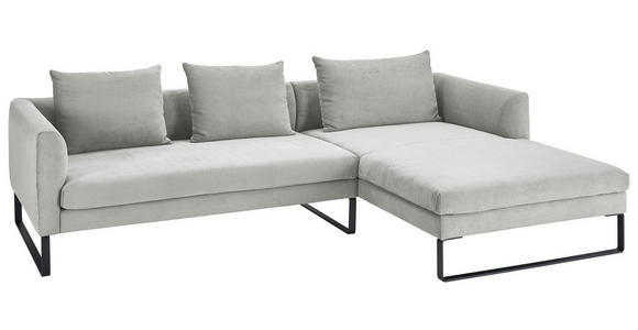 ECKSOFA  in Cord Grau  284/178 cm  - Schwarz/Grau, KONVENTIONELL, Textil/Metall (284/178cm) - Hom`in