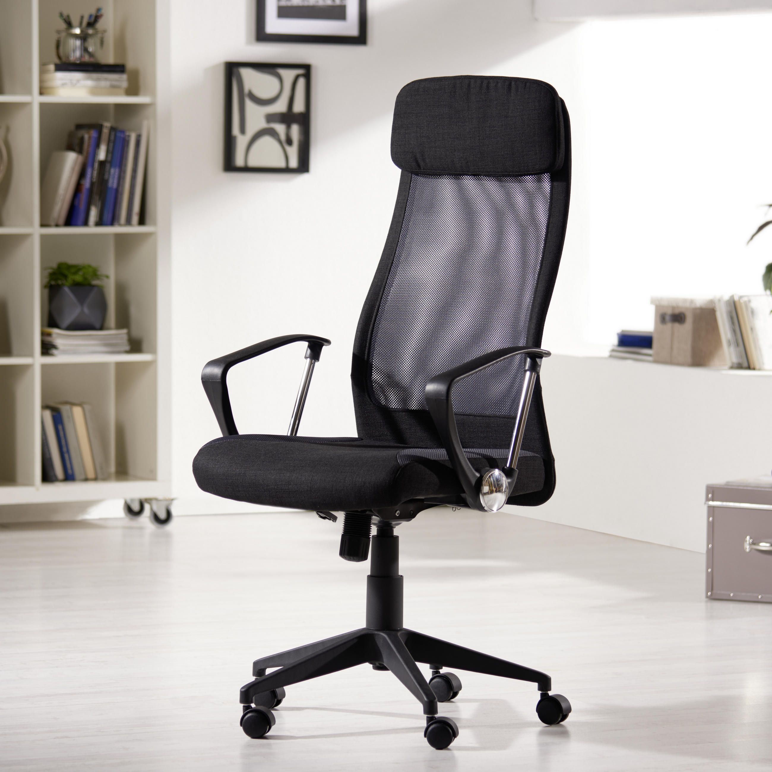 SCAUN ROTATIV  plasă tensionată, țesătură gri, negru  - negru/gri, Design, plastic/metal (61/118-128/64cm) - MID.YOU