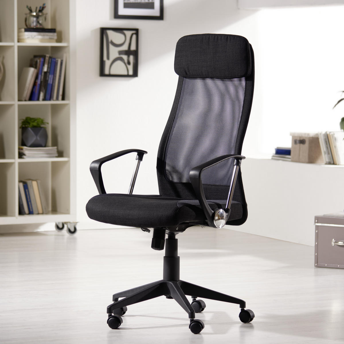 SCAUN ROTATIV  plasă tensionată, țesătură negru, gri  - negru/gri, Design, plastic/metal (61/118-128/64cm) - MID.YOU
