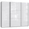 SCHWEBETÜRENSCHRANK 250/216/65 cm 3-türig Weiß, Weiß Hochglanz  - Weiß Hochglanz/Weiß, MODERN, Holzwerkstoff/Metall (250/216/65cm) - Hom`in