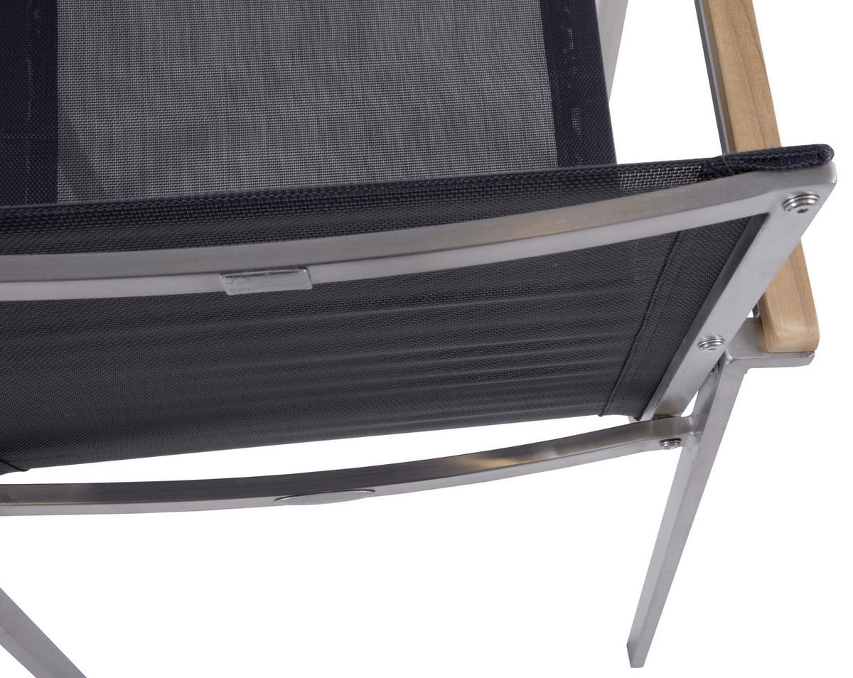 GARTENSTUHL-SET Holz, Metall, Kunststoff Schwarz, Silberfarben, Teakfarben  - Silberfarben/Schwarz, Basics, Holz/Kunststoff (58/86/55cm) - Gardenson