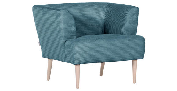 SESSEL in Cord Petrol  - Buchefarben/Petrol, Design, Holz/Textil (85/71/80cm) - Hom`in