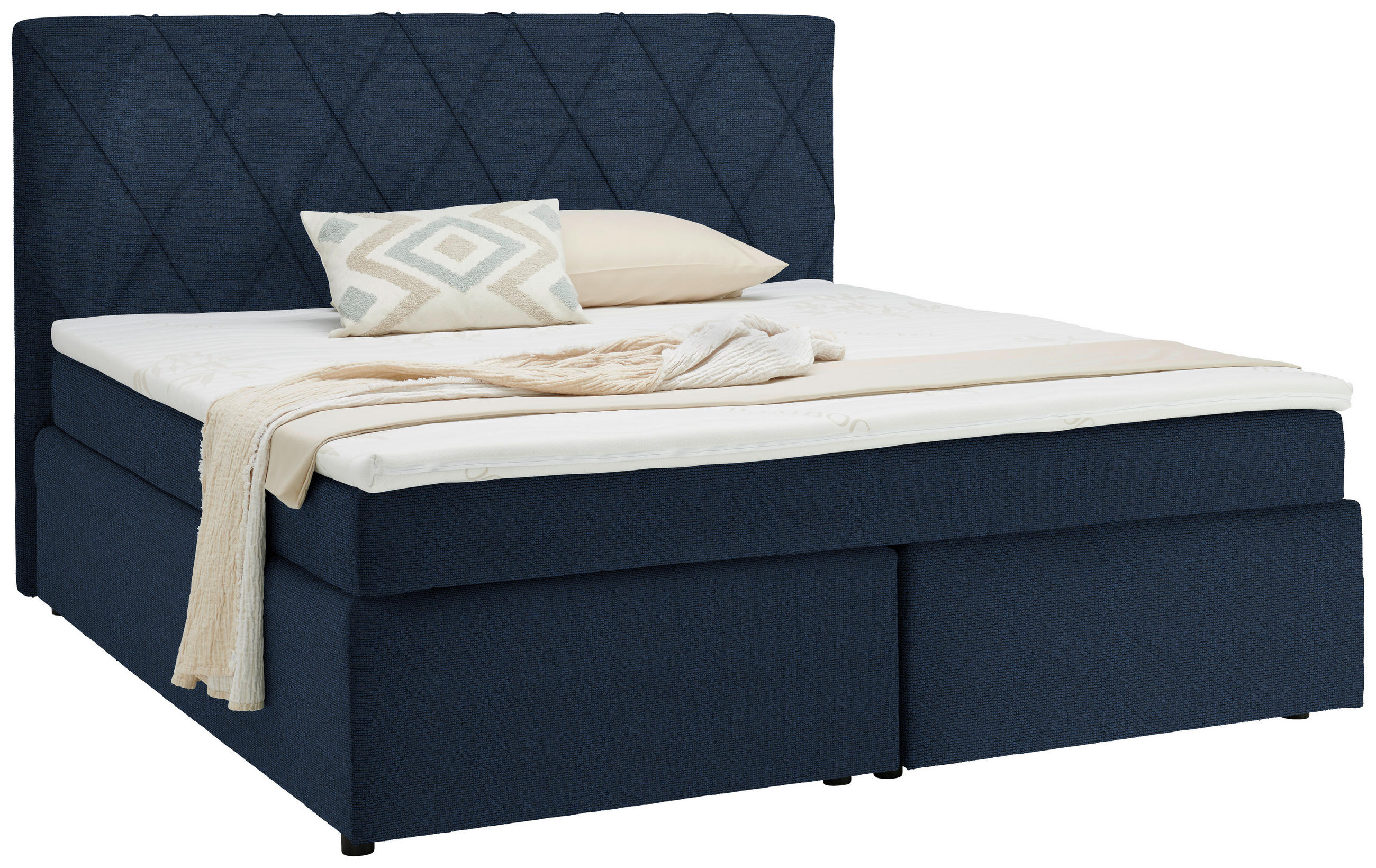 BOXSPRINGBETT 180/200 cm  in Blau  - Blau/Schwarz, Design, Kunststoff/Textil (180/200cm) - Xora