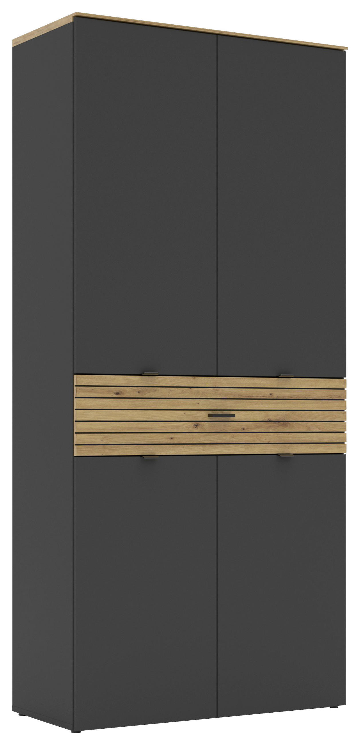 SCHUHSCHRANK Graphitfarben, Eiche Artisan  - Schwarz/Graphitfarben, MODERN, Holzwerkstoff/Metall (90/196/41cm) - Voleo