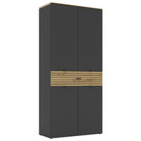 SCHUHSCHRANK Graphitfarben, Eiche Artisan  - Schwarz/Graphitfarben, MODERN, Holzwerkstoff/Metall (90/196/41cm) - Voleo
