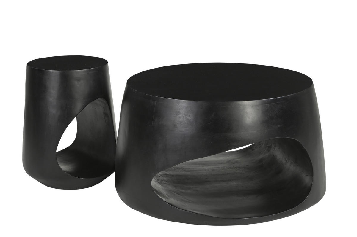COUCHTISCH Mangoholz massiv 75/75/38 cm rund Schwarz  - Schwarz, Design, Holz (75/75/38cm) - MID.YOU