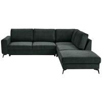 ECKSOFA in Chenille Dunkelgrün  275/257 cm  - Dunkelgrün/Schwarz, KONVENTIONELL, Textil/Metall (275/257cm) - MID.YOU