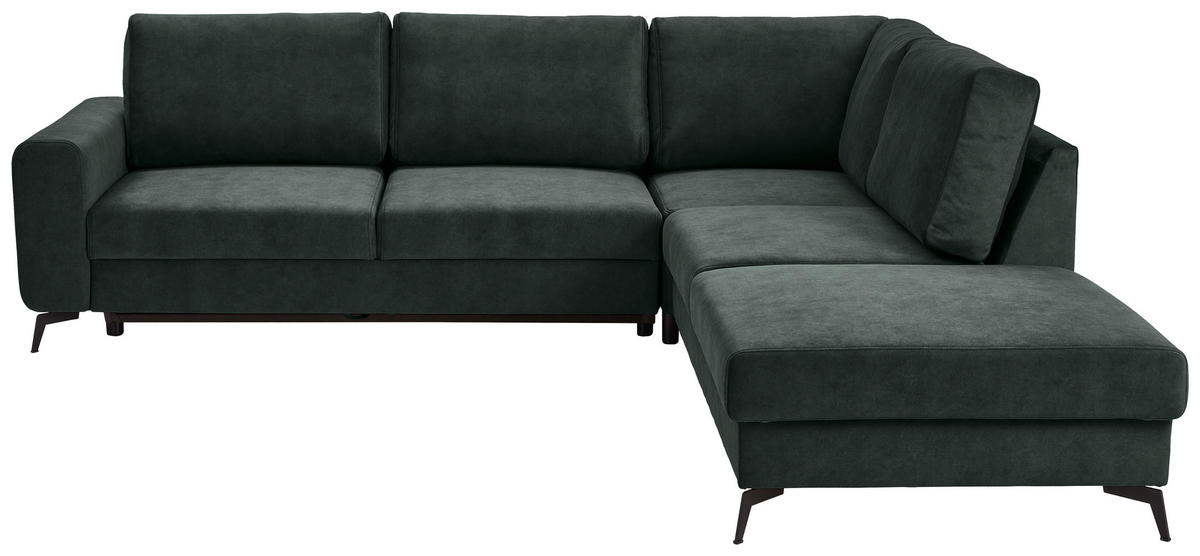 ECKSOFA in Chenille Dunkelgrün  275/257 cm  - Dunkelgrün/Schwarz, KONVENTIONELL, Textil/Metall (275/257cm) - MID.YOU