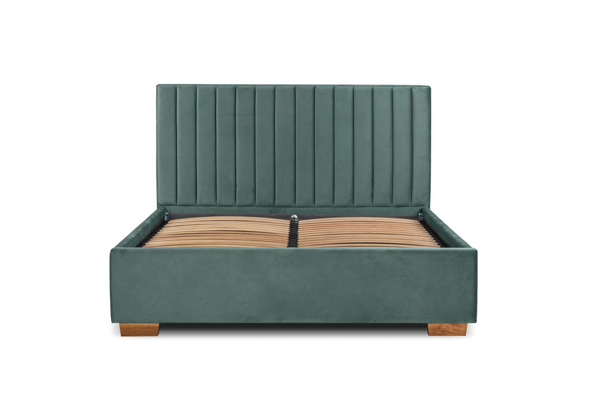 Pat Tapițat, 140/200 cm, verde - verde/culoare lemn stejar, Basics, metal/lemn (140/200cm) - Carryhome