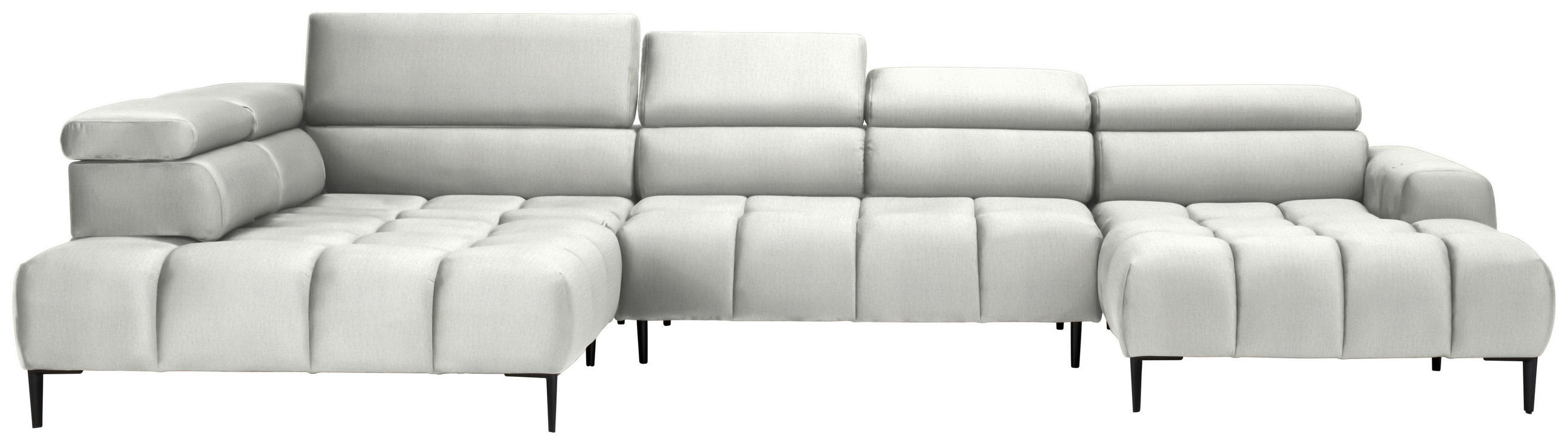 WOHNLANDSCHAFT in Samt, Webstoff Creme  - Creme/Schwarz, Design, Textil/Metall (216/385/177cm) - Welnova