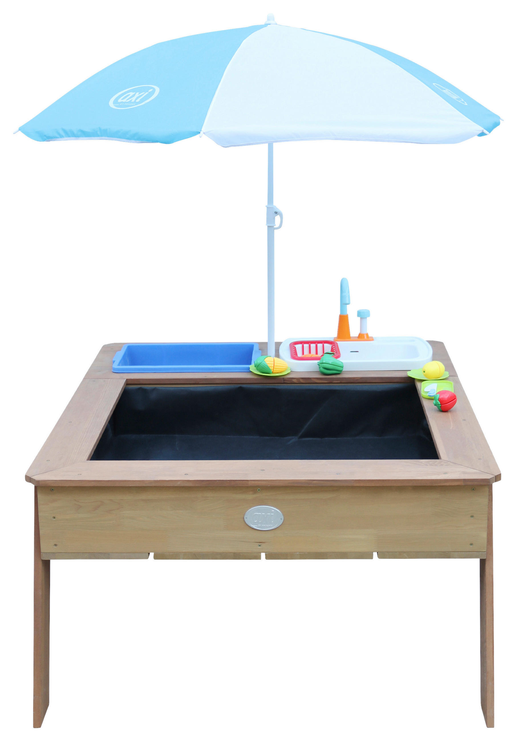 SAND & WASSERTISCH LINDA Holz, Kunststoff Blau, Braun, Weiß  - Blau/Braun, KONVENTIONELL, Holz/Kunststoff (93,5/50/110cm) - Ambia Garden