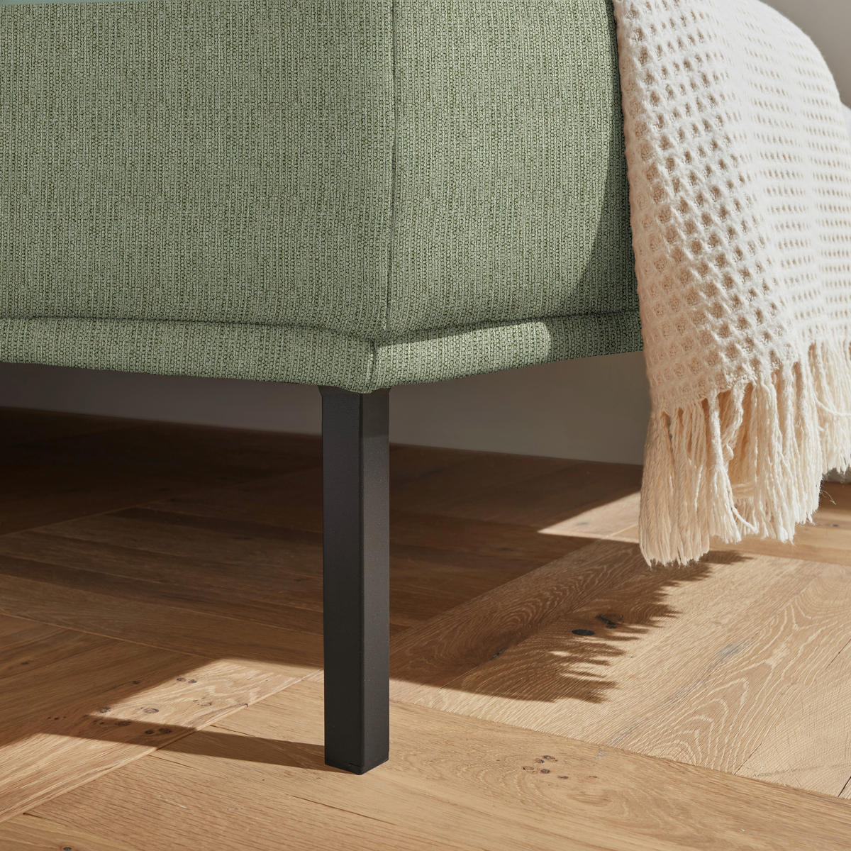 ECKSOFA  in Flachgewebe Olivgrün  308/270 cm  - Schwarz/Olivgrün, Design, Textil/Metall (308/270cm) - Pure Home Lifestyle