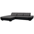 ECKSOFA in Mikrofaser Grau  - Schwarz/Grau, Design, Textil/Metall (204/341cm) - Xora