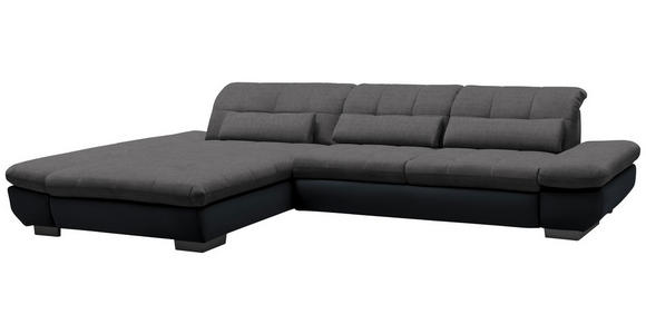 ECKSOFA in Mikrofaser Grau  - Schwarz/Grau, Design, Textil/Metall (204/341cm) - Xora