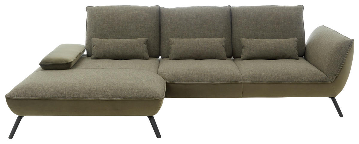 Freisteller von Moderano ECKSOFA Olivgrün Flachgewebe.