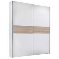 SCHWEBETÜRENSCHRANK 2-türig Weiß, Sonoma Eiche  - Eichefarben/Alufarben, KONVENTIONELL, Holzwerkstoff/Metall (170/195/59cm) - Carryhome