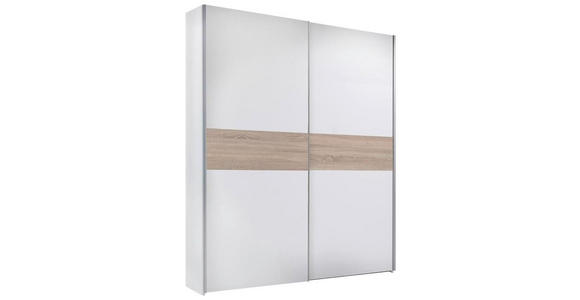 SCHWEBETÜRENSCHRANK 2-türig Weiß, Sonoma Eiche - Eichefarben/Alufarben, KONVENTIONELL, Holzwerkstoff/Metall (170/195/59cm) - Carryhome