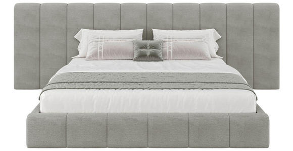 POLSTERBETT gepolstertes Kopfteil, Lattenrost, Bettkasten Hellgrau 160/200 cm  - Hellgrau/Schwarz, Design, Holz/Kunststoff (160/200cm) - Carryhome