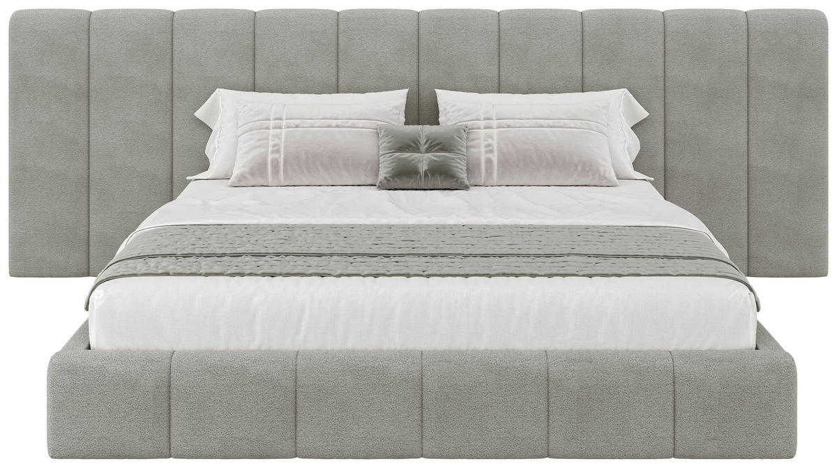 POLSTERBETT 180/200 cm  Hellgrau  - Hellgrau/Schwarz, Design, Holz/Kunststoff (180/200cm) - Carryhome