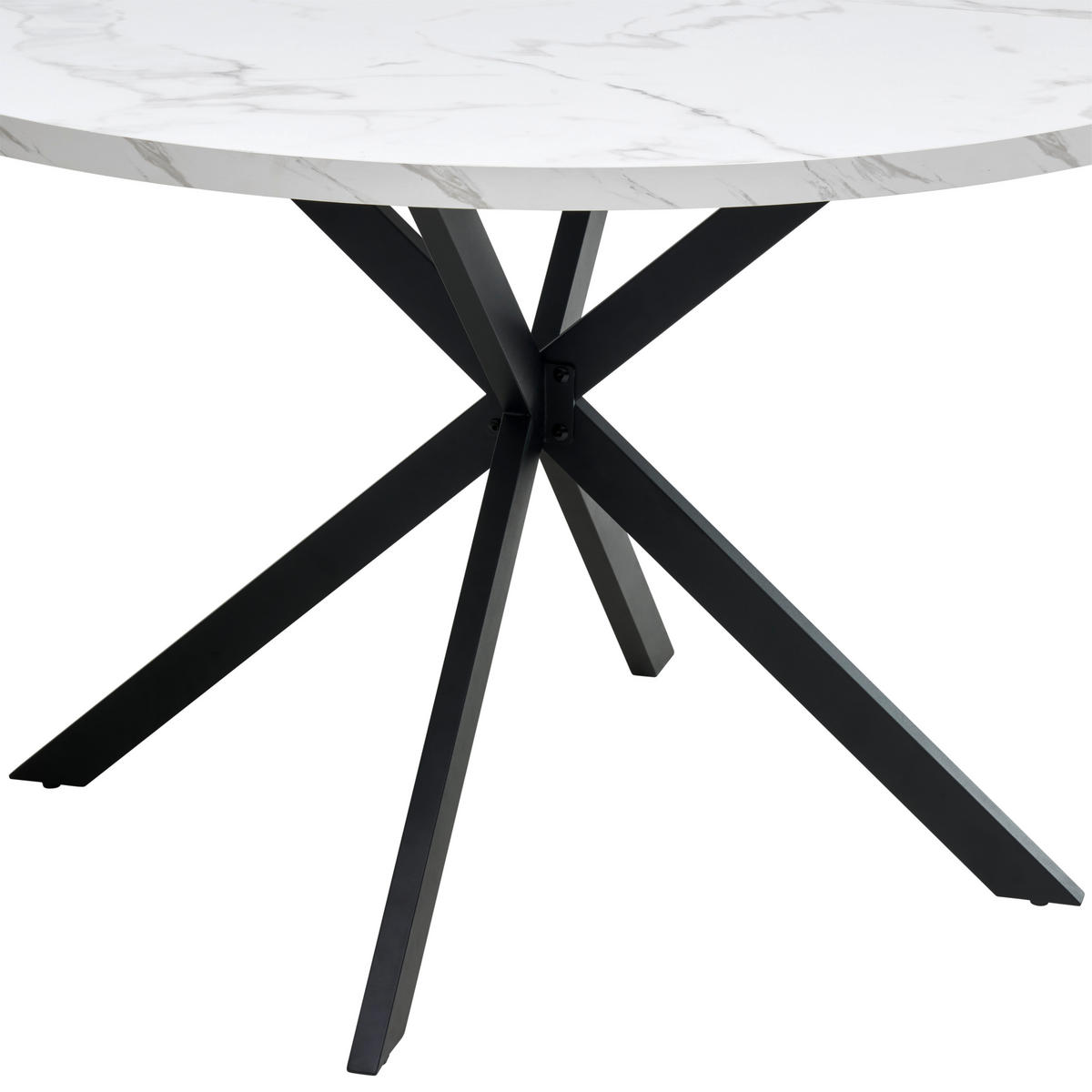 ESSTISCH in Metall, Holzwerkstoff 120/120/75 cm  - Schwarz/Weiß, MODERN, Holzwerkstoff/Metall (120/120/75cm) - MID.YOU