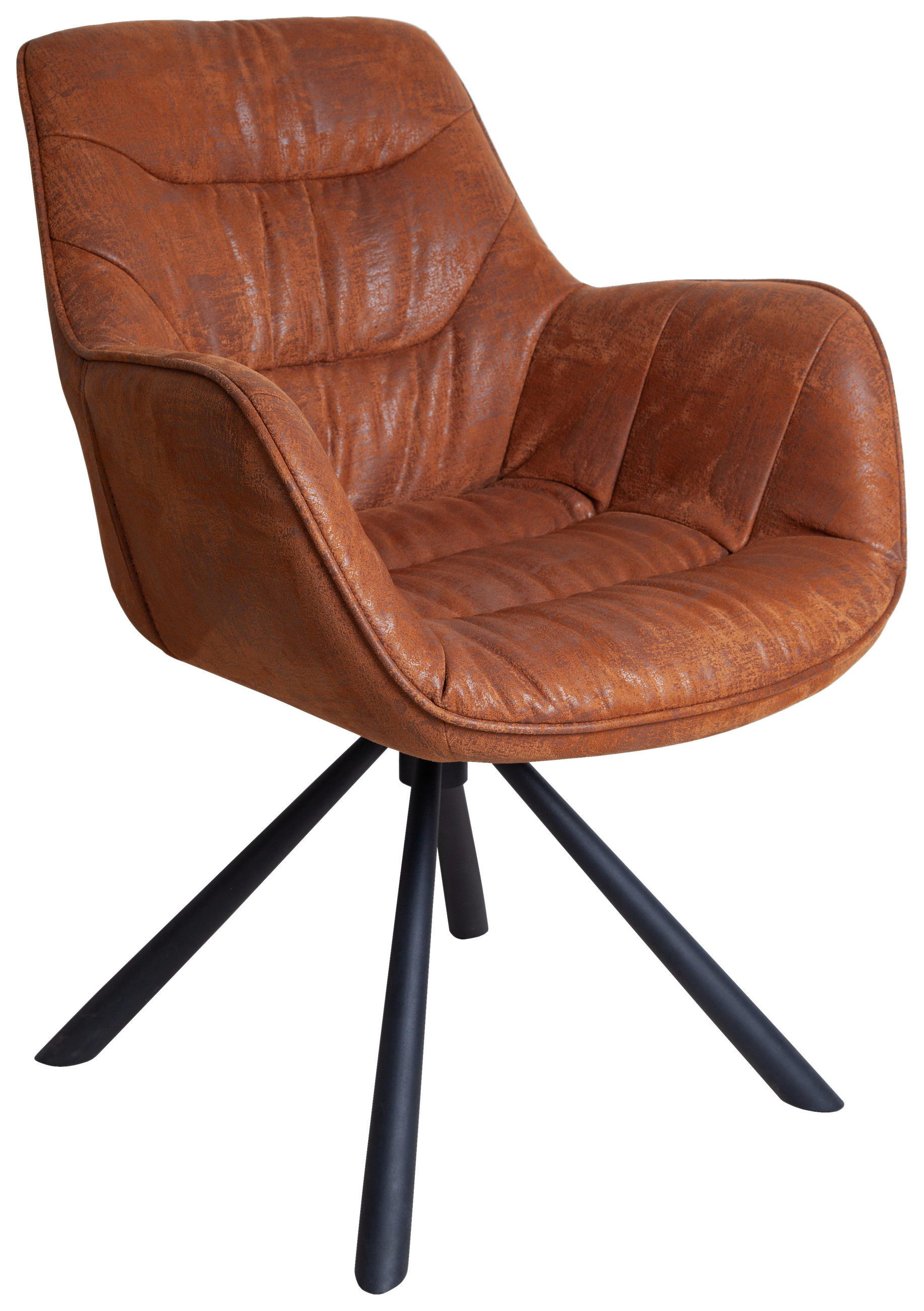STOLIČKA S PODRÚČKAMI, štruktúra, hnedá, čierna - hnedá/čierna, Design, kov/textil (62/83,5/63cm) - Hom`in