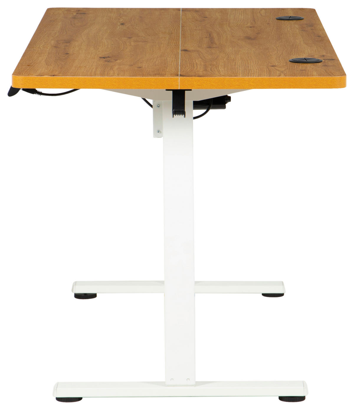 SCHREIBTISCH 140/70/72/118 cm Weiss, Eichefarben höhenverstellbar elektrisch höhenverstellbar  - Weiss/Eichefarben, Modern, Holzwerkstoff/Metall (140/70/72/118cm) - Livetastic