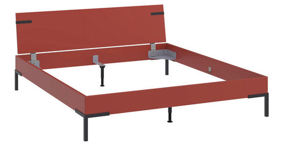 BETT 180/200 cm,  in Rot, Koralle  - Koralle/Rot, Design, Metall (180/200cm) - Xora