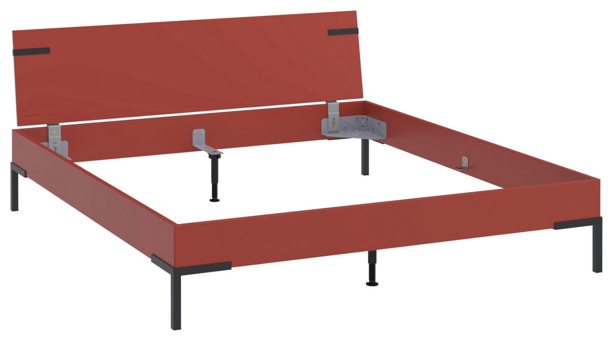 BETT 180/200 cm,  in Rot, Koralle  - Koralle/Rot, Design, Metall (180/200cm) - Xora
