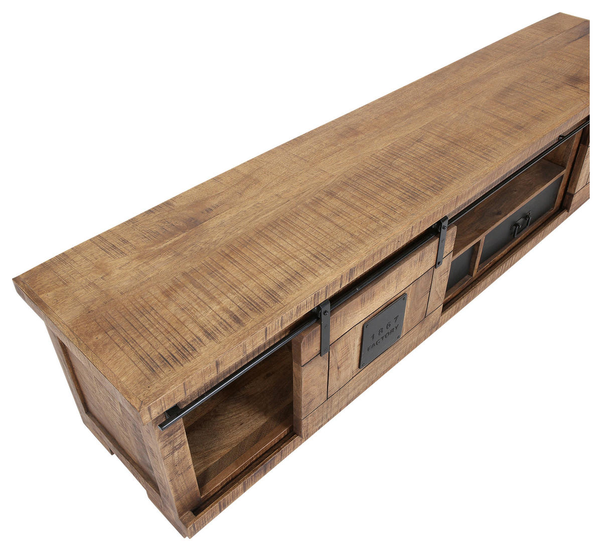 LOWBOARD  in 220/50/45 cm  - Schwarz/Naturfarben, KONVENTIONELL, Holz/Metall (220/50/45cm) - Landscape