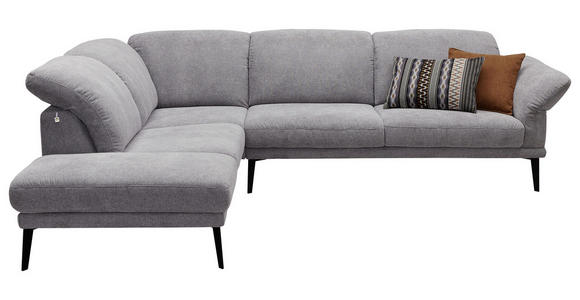 WOHNLANDSCHAFT Grau Webstoff - Schwarz/Grau, Design, Textil/Metall (226/292cm) - Valnatura